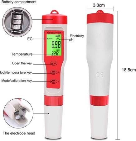 EZ9908 4 in 1 multifunction Test Water Testing Kit pH/TDS/EC/TEMP With Battery - 3