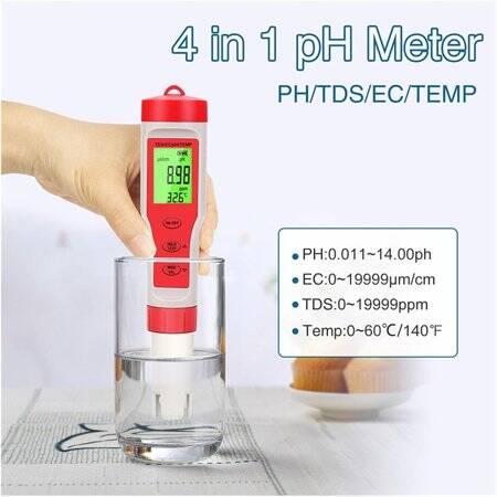 EZ9908 4 in 1 multifunction Test Water Testing Kit pH/TDS/EC/TEMP With Battery - 4