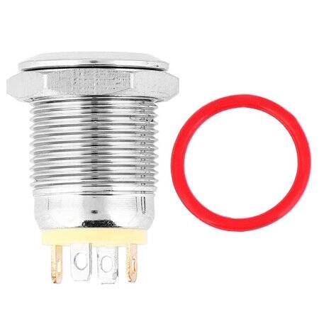 Flat Head 12mm 110-220V Waterproof Momentary Self-Reset Metal Push Button Switch With Yellow Led Light - 1