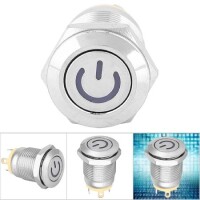 Flat Head 12mm 110-220V Waterproof Momentary Self-Reset Metal Push Button Switch With Yellow Led Light - 4