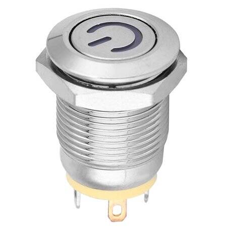 Flat Head 12mm 110-220V Waterproof Momentary Self-Reset Metal Push Button Switch With Yellow Led Light - 5