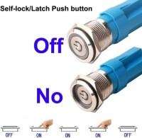 Flat Head 12mm 12-24V Waterproof Self-Locking Metal Push Button Switch With White Led Light And Switch Socket Button Connector - 5