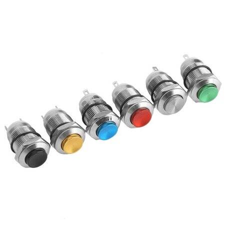 Flat Head 12mm Waterproof Self-Resert Metal Push Button Switch Without Light - 1