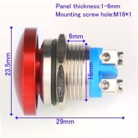 Flat Head 16mm 110-220V Waterproof Momentary Self-Resert Metal Push Button Switch With Red Led Light And Switch Socket Button Connector - 3