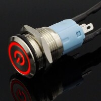 Flat Head 16mm 110-220V Waterproof Momentary Self-Resert Metal Push Button Switch With White Led Light - 3