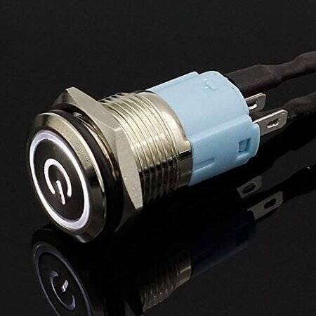 Flat Head 16mm 110-220V Waterproof Momentary Self-Resert Metal Push Button Switch With White Led Light - 4