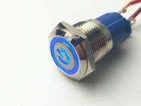 Flat Head 16mm 110-220V Waterproof Momentary Self-Resert Metal Push Button Switch With Yellow Led Light - 1