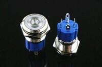 Flat Head 16mm 110-220V Waterproof Momentary Self-Resert Metal Push Button Switch With Yellow Led Light - 3