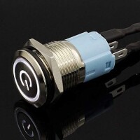 Flat Head 16mm 110-220V Waterproof Momentary Self-Reset Metal Push Button Switch With White Led Light - 4