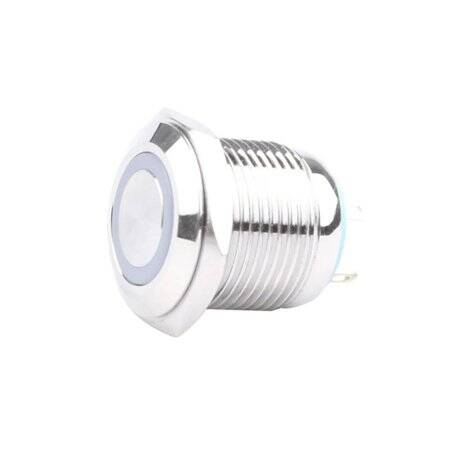 Flat Head 16mm 110-220V Waterproof Self-Locking Metal Push Button Switch With Blue Led Light - 2