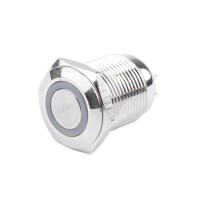 Flat Head 16mm 110-220V Waterproof Self-Locking Metal Push Button Switch With Blue Led Light - 4