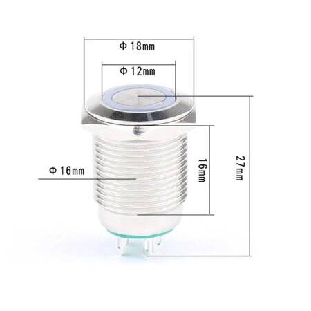 Flat Head 16mm 110-220V Waterproof Self-Locking Metal Push Button Switch With Blue Led Light - 5