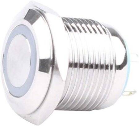 Flat Head 16mm 110-220V Waterproof Self-Locking Metal Push Button Switch With Red Led Light - 2