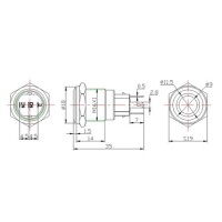 Flat Head 16mm 12-24V Waterproof Momentary Self-Resert Metal Push Button Switch With Blue Led Light And Switch Socket Button Connector - 3