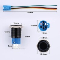 Flat Head 16mm 12-24V Waterproof Momentary Self-Reset Metal Push Button Switch With Yellow Led Light And Switch Socket Button Connector - 2