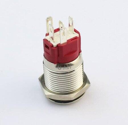 Flat Head 16mm 12-24V Waterproof Momentary Self-Reset Metal Push Button Switch With Yellow Led light - 3