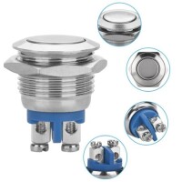 Flat Head 16mm 3-6V 5A Waterproof Self-Locking Metal Push Button Switch With Blue Led Light - 3