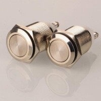 Flat Head 16mm 3-6V 5A Waterproof Self-Locking Metal Push Button Switch With Red Led Light - 1