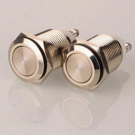 Flat Head 16mm 3-6V 5A Waterproof Self-Locking Metal Push Button Switch With Red Led Light - 1