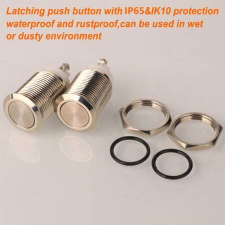 Flat Head 16mm 3-6V 5A Waterproof Self-Locking Metal Push Button Switch With Red Led Light - 5