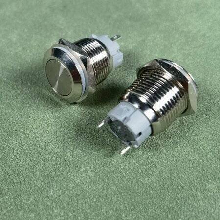 Flat Head 16mm 3-6V 5A Waterproof Self-Locking Metal Push Button Switch With White Led Light - 2