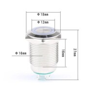 Flat Head 16mm 3-6V Waterproof Self-Locking Metal Push Button Switch With Blue Led Light - 5