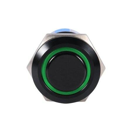 Flat Head 19mm 12-24V Waterproof Self-Locking Metal Push Button Switch With Green Led Light And Switch Socket Button Connector - 3