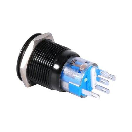 Flat Head 19mm 12-24V Waterproof Self-Locking Metal Push Button Switch With Green Led Light And Switch Socket Button Connector - 4