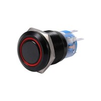 Flat Head 19mm 12-24V Waterproof Self-Locking Metal Push Button Switch With Red Led Light And Switch Socket Button Connector - 1