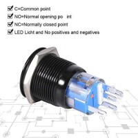 Flat Head 19mm 12-24V Waterproof Self-Locking Metal Push Button Switch With Red Led Light And Switch Socket Button Connector - 3