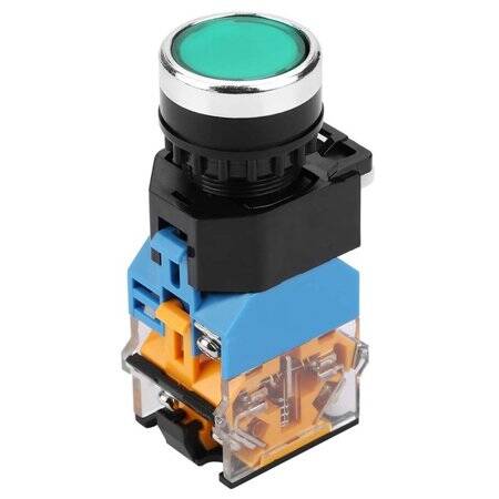 Flat Head 22mm 110-220V Waterproof Momentary Self-Resert Metal Push Button Switch With Green Led Light - 4