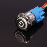 Flat Head 22mm 110-220V Waterproof Momentary Self-Resert Metal Push Button Switch With White Led Light - 1