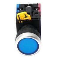 Flat Head 22mm 110-220V Waterproof Momentary Self-Reset Metal Push Button Switch With Blue Led Light And Switch Socket Button Connector - 5