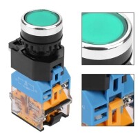 Flat Head 22mm 110-220V Waterproof Momentary Self-Reset Metal Push Button Switch With Green Led Light And Switch Socket Button Connector - 5