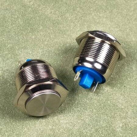 Flat Head 22mm 110-220V Waterproof Momentary Self-Reset Metal Push Button Switch With Red Led Light And Switch Socket Button Connector - 2