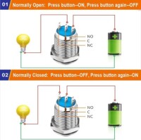 Flat Head 22mm 110-220V Waterproof Self-Locking Metal Push Button Switch With Yellow Led Light And Switch Socket Button Connector - 3