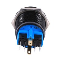 Flat Head 22mm 12-24V Waterproof Momentary Self-Resert Metal Push Button Switch With White Led Light And Switch Socket Button Connector - 5