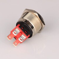 Flat Head 22mm 12-24V Waterproof Self-Locking Metal Push Button Switch With Blue Led Light - 2