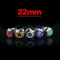 Flat Head 22mm 3-6V Waterproof Momentary Self-Resert Metal Push Button Switch With Yellow Led Light - 2