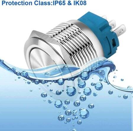 Flat Head 22mm 3-6V Waterproof Self-Locking Metal Push Button Switch With Blue Led light - 4