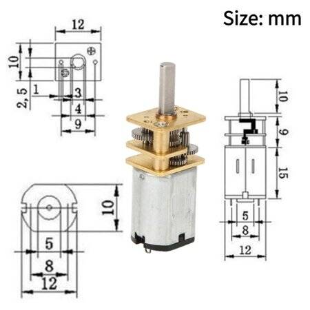 GA12-N20 3V 500RPM Micro DC Metal Gear Reduction Motor - 3