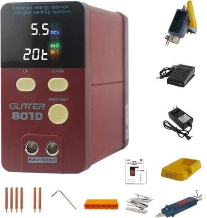 GLITTER 801A+ Energy Storage Capacitor Spot Welder +70A Welder Pen+Voltage Measuring Pen UK Plug - 1