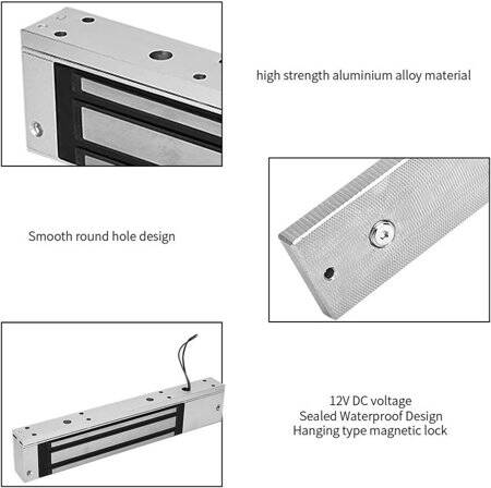 Glue Waterproof 280KG DC12V/500-600MA Two-Wire Magnetic Lock Right Outlet - 2