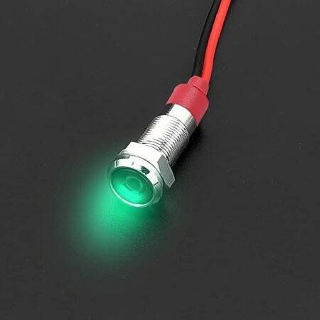 Green 10-24V 12mm LED Metal Indicator Light - 2