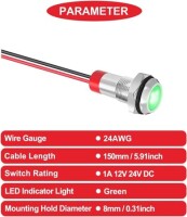 Green 10-24V 8mm LED Metal Indicator Light - 2