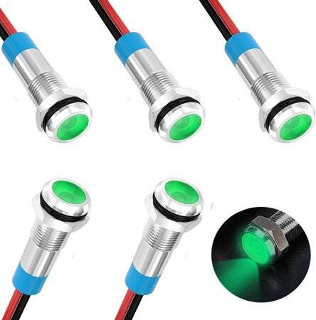 Green 24V AD22C-6 LED Metal Indicator Light - 1