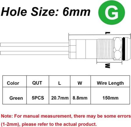 Green 24V AD22C-6 LED Metal Indicator Light - 2