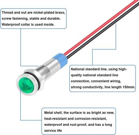 Green 24V AD22C-6 LED Metal Indicator Light - 4