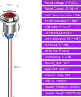 Green 3-9V 12mm LED Metal Indicator Light - 5