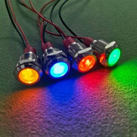 Green 3-9V 12mm LED Metal Indicator Light With 15cm Cable - 4